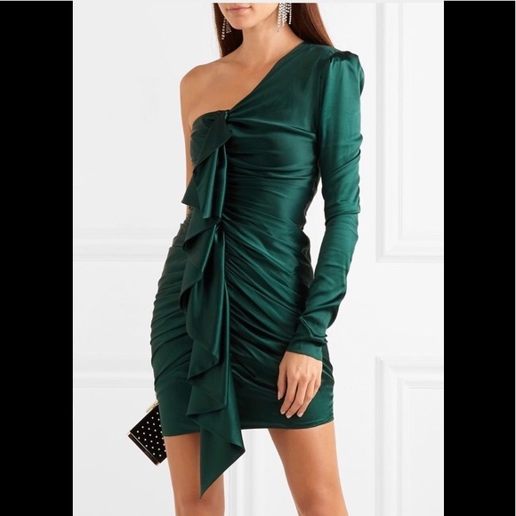 Alexandre Vauthier Forest Green Silk Dress Size 34 - Picture 1 of 8